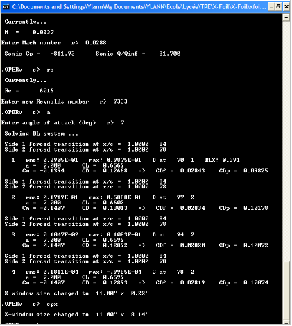 Capture d'écran de la console